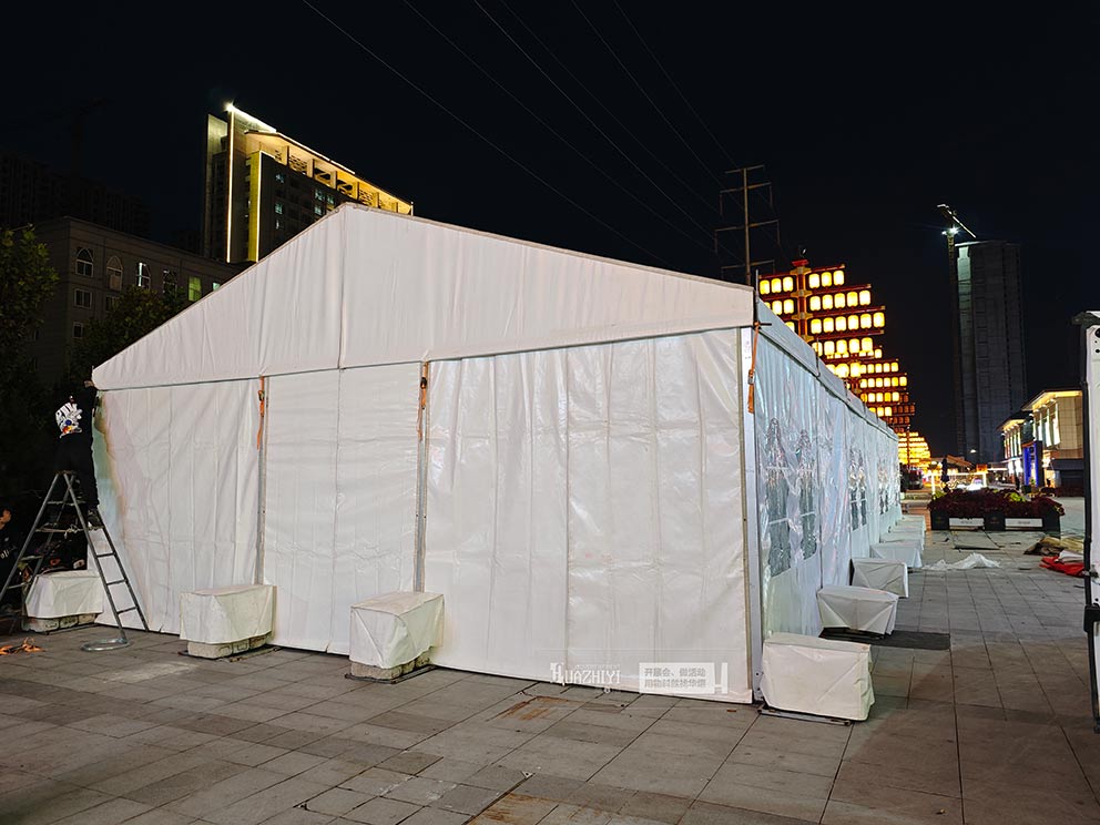 鄭州篷房租賃搭建一座室外短時特賣白色篷房